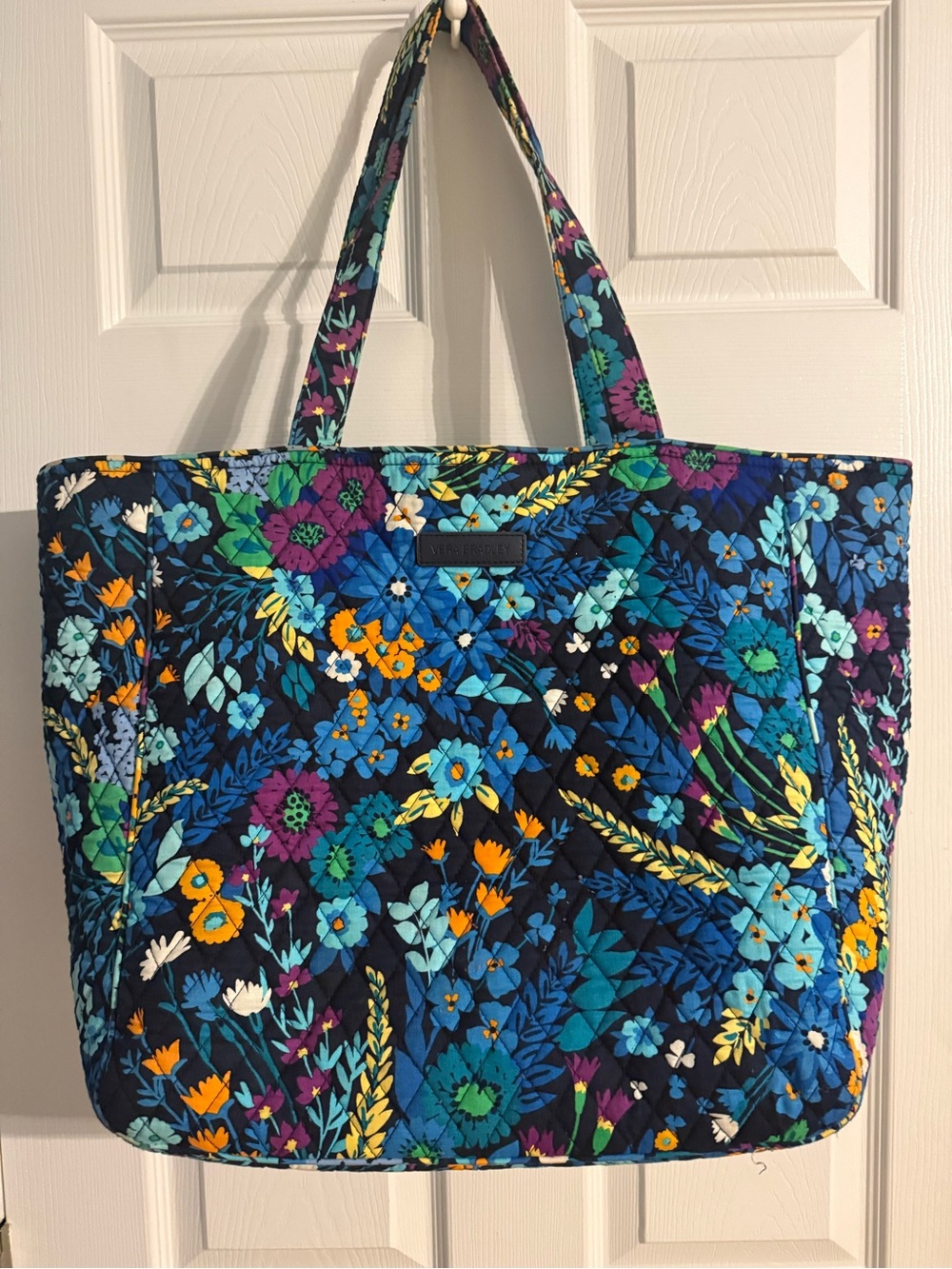 Vera Bradley Large Quilted Floral Tote Bag Blue Purple Multicolor